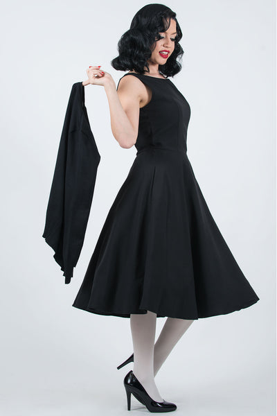 ollie+byrd Signature Dress Black Side View with Meet Me at Fountain Sweater Black