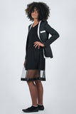 Sheer Confidence Dress with Madame Chic Blazer Side View