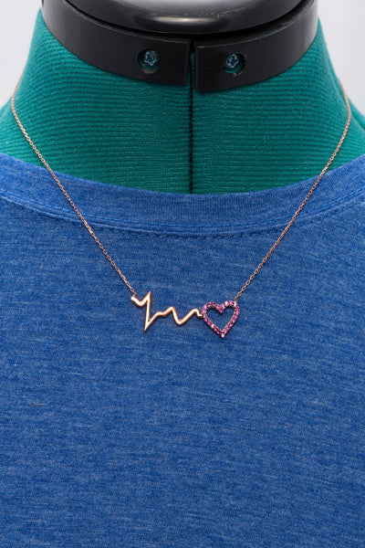 Heart Skips a Beat Necklace Rose Gold/Rose CZ